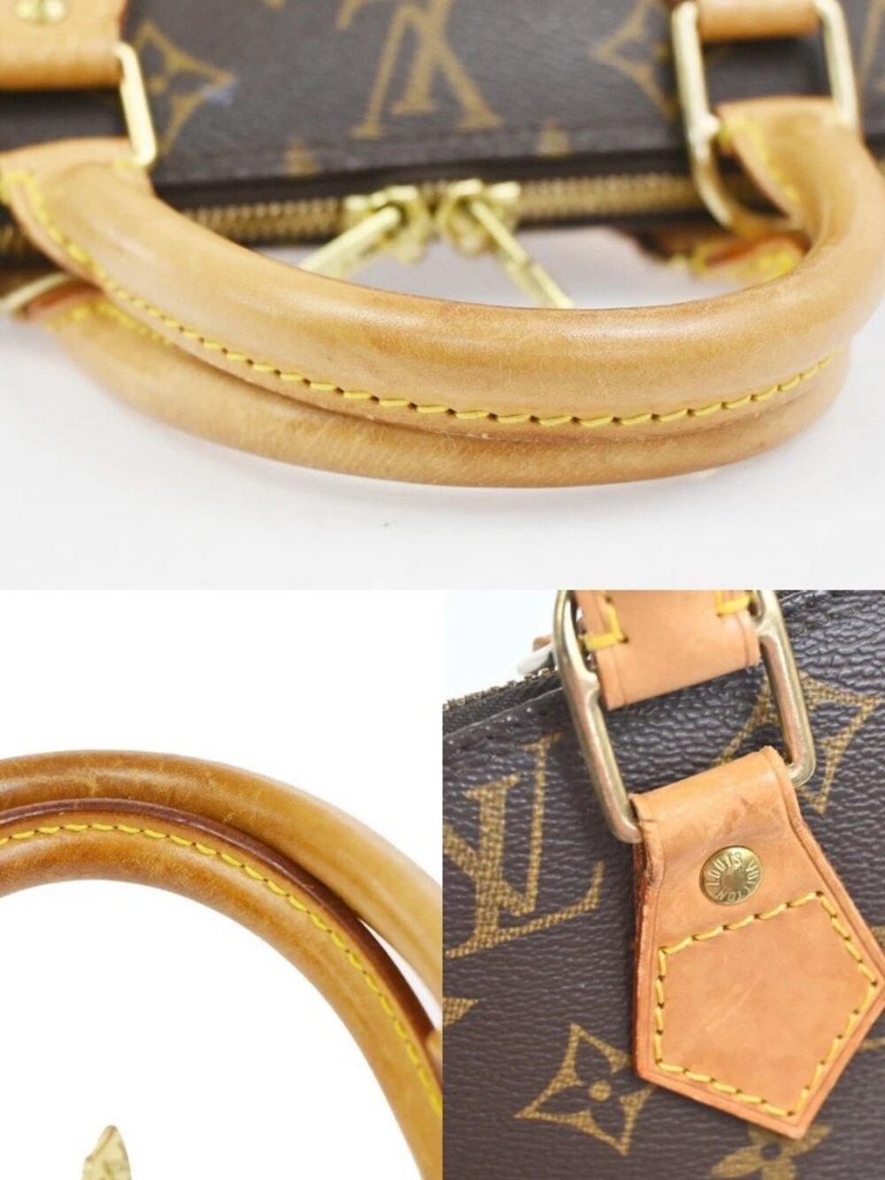 LOUIS VUITTON LV Logo Alma Hand Bag Monogram Leather Brown France M51130 73TA598 - Picture 8 of 15